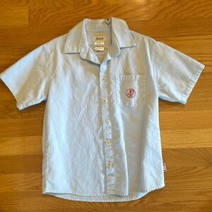 JACADI short sleeve button-down shirt, light blue cotton size 8